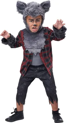 Zdjęcie produktu dla Kostium wilkołaka dla chłopców na Halloween szaro-czerwony L 4-6 lat (116 cm)