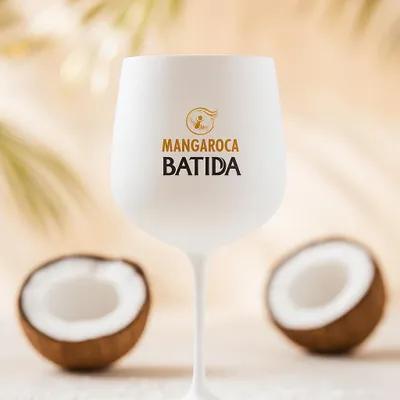 Produktbild von Mangaroca Batida Balloon Glas – Weißes mattes Cocktail- & Longdrinkglas mit Original Logo – 1 Stück