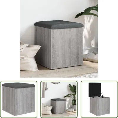 Immagine prodotto di The Living Store Panca con contenitore Grey Sonoma 42x42x45 cm Materiale a base di legno