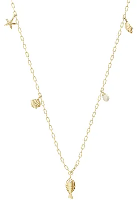 Produktbild von Fossil JA7317710 Damen Collier Messing Gold weiß 45,7 cm