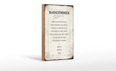 Produktbild von Holzschild Spruch 12x18cm Badezimmer Regeln Haus Schild