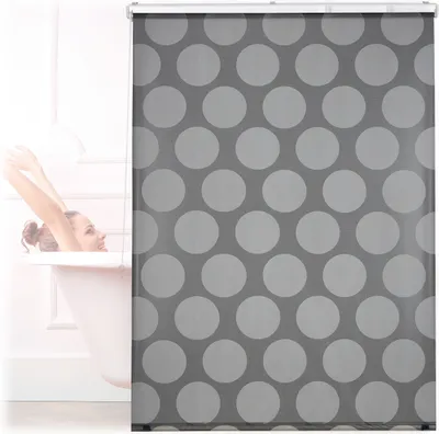Produktbild von Relaxdays Duschrollo, 120x240 cm, Seilzugrollo für Dusche & Badewanne, Badrollo wasserabweisend, Decke & Fenster, grau