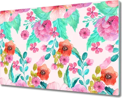 Produktbild von Glas Schneidebrett Herdabdeckplatten Schneideplatten - 80x52 cm - Pastell Blumen