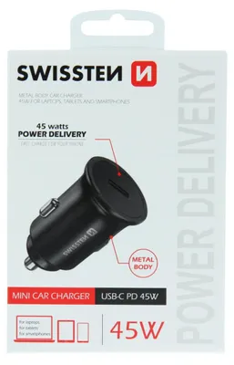 Zdjęcie produktu dla Ładowarka Do Samochodu 45W Black Swissten