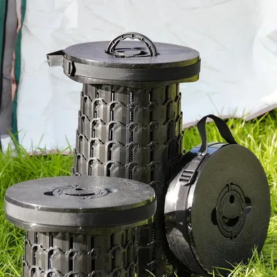Produktbild von Verbesserte Tragbare Klapphocker mit Kissen - Teleskopischer Klapphocker für Erwachsene mit Tragfähigkeit von 450 kg
