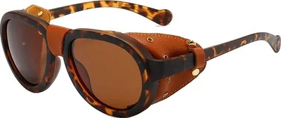Zdjęcie produktu dla Okulary przeciwsłoneczne, soczewki polaryzacyjne, stylowy owalny design, lampart
