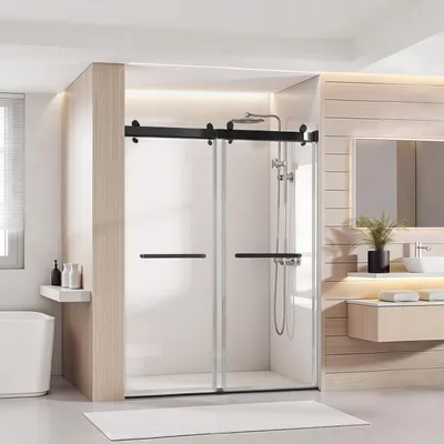 Zdjęcie produktu dla Drzwi Prysznicowe Bezramowe Vevor 1219X1930 Mm Podwójne Szkło Hartowane