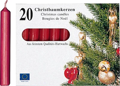 Produktbild von KCB 250 223-02 Christbaumkerzen, 9,6 cm, Ø 1,2 cm, rot (20er Pack)