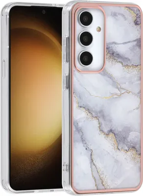 Produktbild von UNIQ Accessory Galaxy S24 Back cover case - Gold Line - Marble white