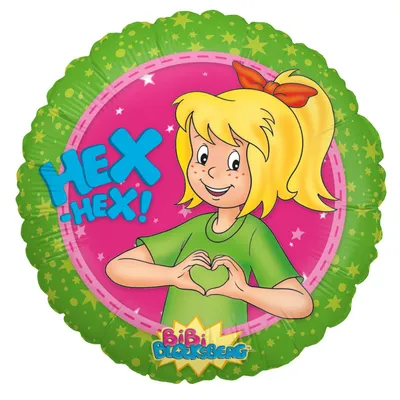 Produktbild von Bibi Blocksberg  Hex-Hex Folienballon, grün-pink, Ø45cm für kleine Hexen Party
