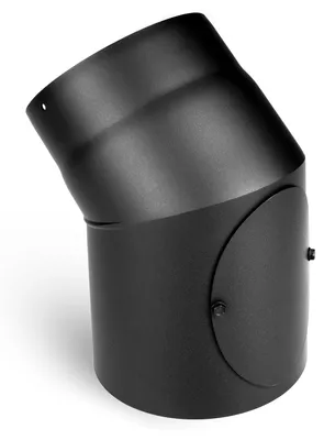 Produktbild von Raik Basic Rauchrohrbogen 130mm schwarz 45° mit Tür –R für Rauchrohr / Ofenrohr