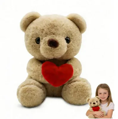 Immagine prodotto di Orsetto di peluche con cuore, 23 cm, marrone. Peluche, pupazzo di stoffa, giocattolo morbido, idea regalo