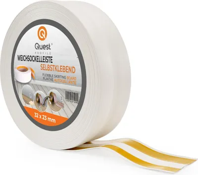 Obrázok produktu pre QUEST Mäkká samolepiaca lišta 32x23 mm, flexibilné obloženie stien v kuchyni a kúpeľni, PVC lišta, tesniaca páska, biela, 1m