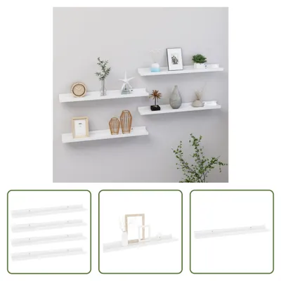 Produktbild von The Living Store Wandregale 4 Stk. Hochglanz-Weiß 60x9x3 cm