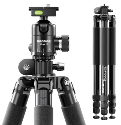 Productafbeelding van Mantona Kodiak XL 324 + Onyx 12 kogelkop set: Statief met aluminium statiefkop en snelkoppelingsplaat, compatibel met Arca Swiss
