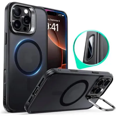 Produktbild von ESR – Classic Hybrid HaloLock Hülle mit Ständer für iPhone 16 Pro Max – mattes Schwarz