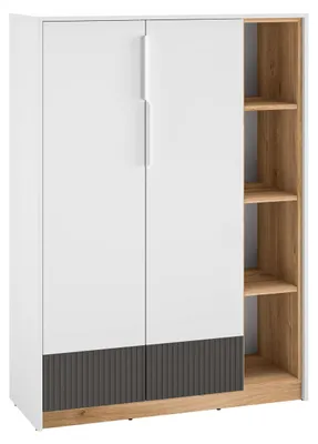 Produktbild von Highboard Torino Kommode 101x40x140cm weiß Eiche Castello graphit 2-türig