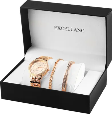Produktbild von Excellanc Damen-Geschenkset mit Armbanduhr, Armband und Armreif