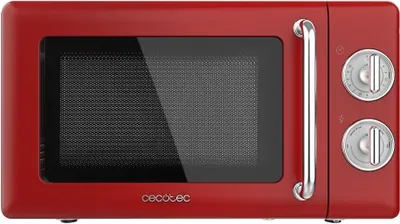 Produktbild von Mikrowelle Proclean 3010 Mechanische, 20 l, Retro, 700 W, 6 Stufen, Timer bis zu 30 Minuten, Auftaumodus, Vintage-Design in Rot, Stahl-Finish