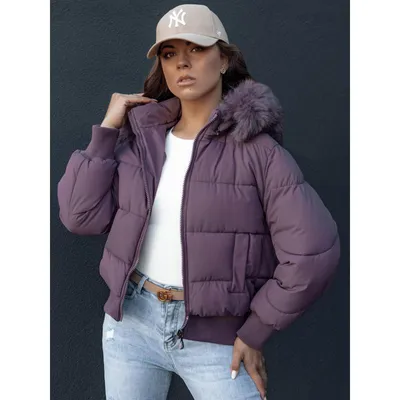 Imagen del producto de Chaqueta de invierno acolchada con cuello de piel sintética COLDPACK, color morado, talla M