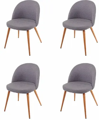 Immagine prodotto di set di 4 sedie per sala da pranzo HWC-D53, sedia da cucina, design retrò anni '50, tessuto/tessuto ~ grigio scuro