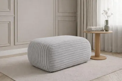 Produktbild von Kaiser Möbel Hocker Sitzpouf für Wohnzimmer, Cordstoff Tilia, Grau, BIS