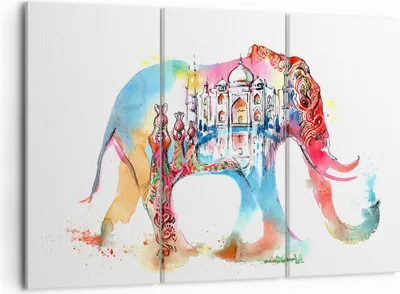 Produktbild von Bild auf Leinwand - Leinwandbild - Elefant Indien ethnisch Kultur - 105x70cm - Wand Bild - Wanddeko - Leinwanddruck - Bilder - Kunstdruck - Wanddekoration - Leinwand bilder - Wandkunst - CE105x70-3037