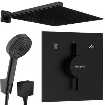Produktbild von Hansgrohe und Jowi Unterputz Duschsystem Schwarz, mit 300mm Kopfbrause, Duscharmatur DuoTurn E, OHNE iBox 2