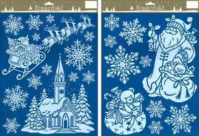 Produktbild von Fensterbild Weihnachten Kunststoff 29 x 41 cm blau-weiß 2-fach sortiert
