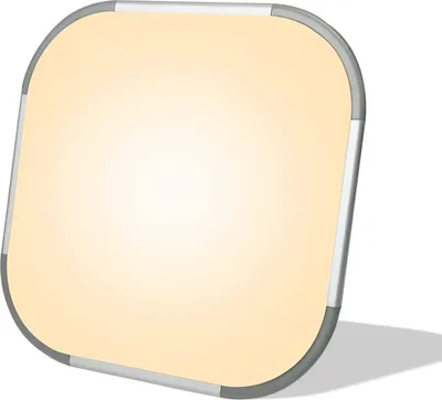 A square LED ceiling light with a motion sensor, shown on a white background.