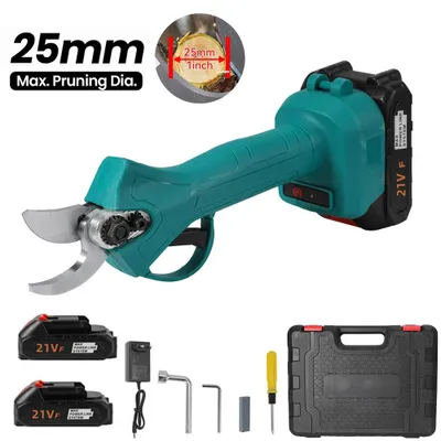 Produktbild von Elektrische Gartenschere - Akku-Baumschere - 25 mm Schneidkapazität - Bürstenmotor - 2 x 21-V-Akkus - Für Obstbäume und Bonsai