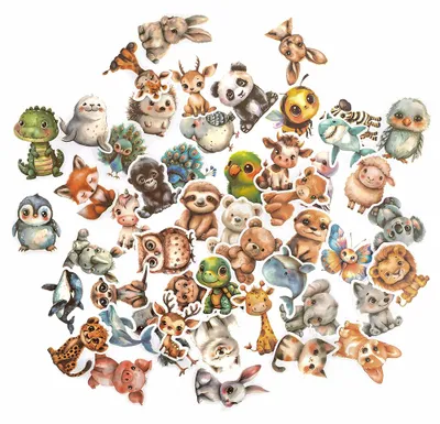 Produktbild von VINYL-AUFKLEBER dekoratives Scrapbooking DpCraft Süße Tiere 50 Stück