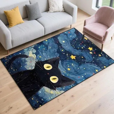 Immagine prodotto di Tappeto per gatti, antiscivolo, lavabile, nero, in velluto, 60x90 cm, tappetino, per interni