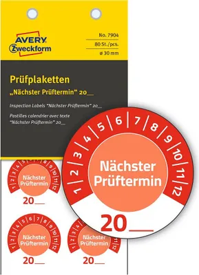 Zdjęcie produktu dla AVERY Zweckform 7904 80 AVERY Zweckform Prüfplaketten 7904 rot