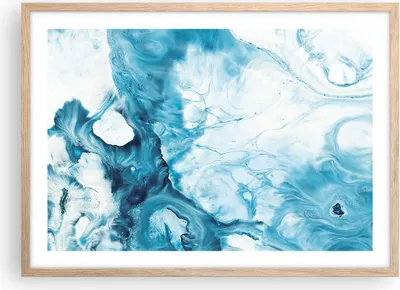 Produktbild von Gerahmtes Poster - Rahmen in heller Eiche - Abstraktion Flüssigkeit hellblau - 70x50 cm - Wand Bild - Wanddeko - Wandbilder - Wandposter - Bilderrahmen - Bilder - Kunstdruck - P2NAA70x50-4356