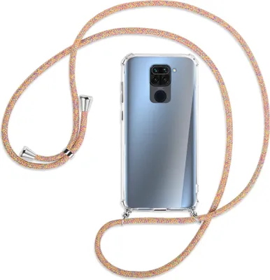 Produktbild von Handykette Backcover-Schutzhülle mit Band (Metall silberfarben) für Xiaomi Redmi Note 9 / 10X 4G - Rainbow