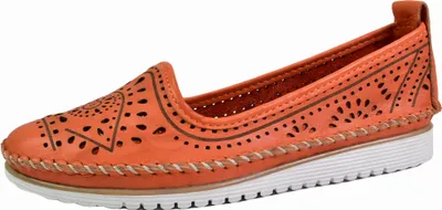 Produktbild von Andrea Conti Damen Slipper Leder florale Cutouts Keilabsatz mit Streifen 0021712, Größe:39 EU, Farbe:Orange