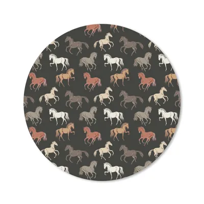 Produktbild von MuchoWow® Mauspad Mousepad Pferde - Schwarz - Muster - Mädchen - Kinder - Mädchen 40x40 cm - Mousepads - Maus Mat - Pad - Mausunterlage - Schreibtisch Accessoires