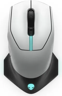 Produktbild von Alienware AW610M, rechts, Optisch, RF Wireless + USB Type-A, 16000 DPI, 1 ms, Schwarz, Grau