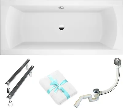 Obrázok produktu pre Aqua For You | Vaňa Polimat Ines - 170 x 75 cm - Antibakteriálny povrch - 180 litrov - Obdĺžniková akrylátová vaňa - s sifónom