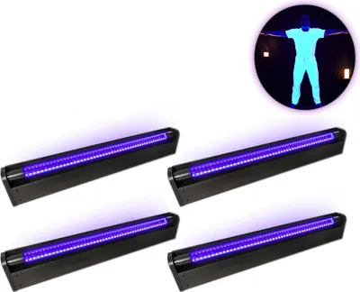 PARTYRAUM POWERPACK 'UV ACTION' - 4 x UV BAR mit LED Röhre - Ideal für Räume bis 120m²