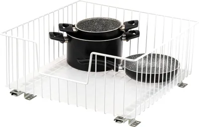 Produktbild von bremermann Schrank-Korbauszug 50 cm mit Einlegeboden, Küchenschublade zum Nachrüsten, Schrankauszug aus Metall, weiß
