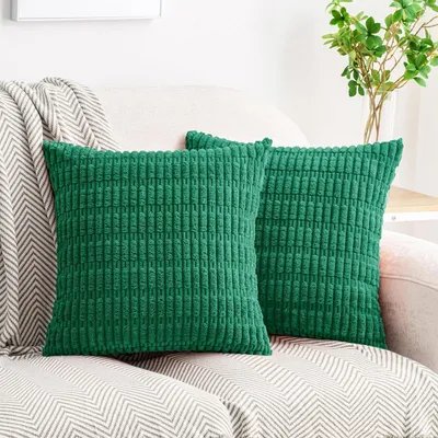 Produktbild von Kissenbezüge Gestreift 50 x 50 cm Dunkelgrün 2er Set