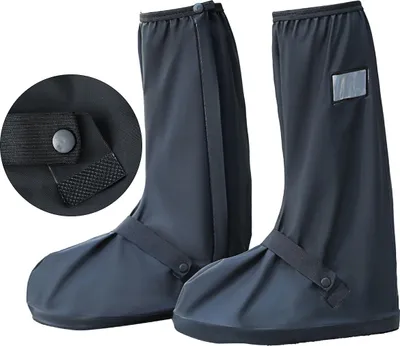 Produktbild von Wasserdichte Schuhüberzieher bis zur Wade – Uni Regen Überschuhe mit Anti-Rutsch-Sohle, Reflektierend, für Outdoor & Fahrrad - XL