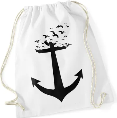 Produktbild von Turnbeutel Anker Vögel Hipster Beutel Tasche Anchor Birds Stringbag Beuteltasche