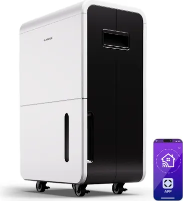 Image de Klarstein DryFy Grand Smart 70L Déshumidificateur, 70L/24h, Wi-Fi App, Réservoir 8L, Minuterie 24h, Déshumidification Automatique, Portable, Pour Pièces 60-90m², Blanc