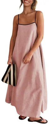 Immagine prodotto di Abbigliamento estivo da donna Senllen, collezione 2024, con spalline sottili regolabili e dettagli a contrasto