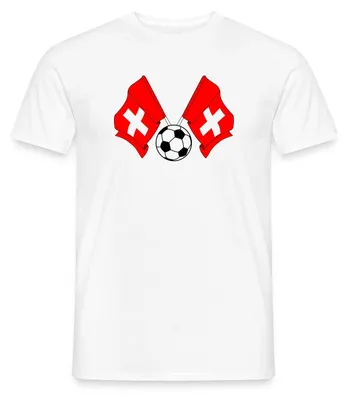 Produktbild von Spreadshirt Schweizer Flaggen | Fußball Schweiz Männer T-Shirt, M, Weiß