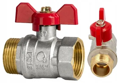 Produktbild von Kugelhahn 3/4'' IG/AG mit rotem Flügelgriff DN20
