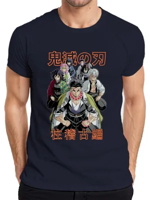 Zdjęcie produktu dla Kimetsu no Yaiba Hashira Demon Hunter Anime Gift Japan Y2K Streetwear Koszulka męska, granatowy, L